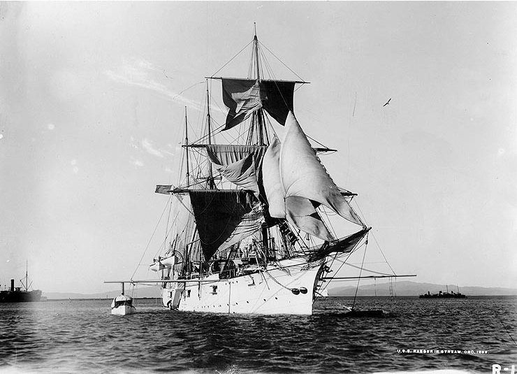 a black and white po of a large ship