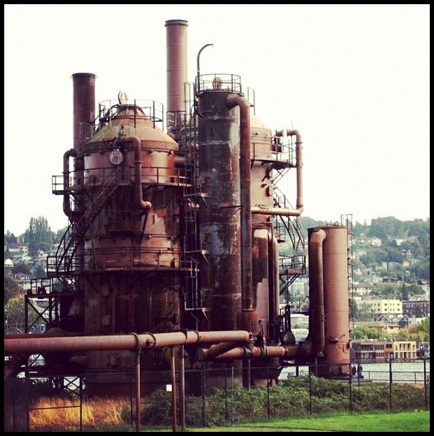 industrial pipes and machinery in large industrial district