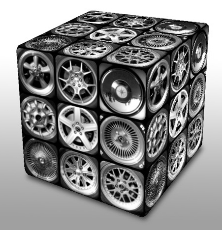 a cube of different kinds and sizes