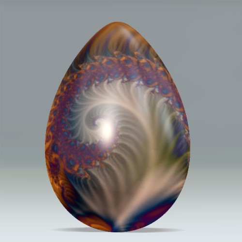 an egg is shown with a spiral pattern and swirls