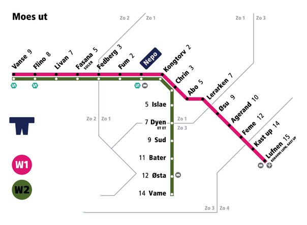 a map shows the different areas in the subway system