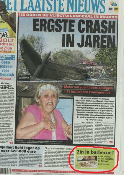 a newspaper with a woman in pink shirt on it