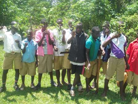 the young men are posing for a group po