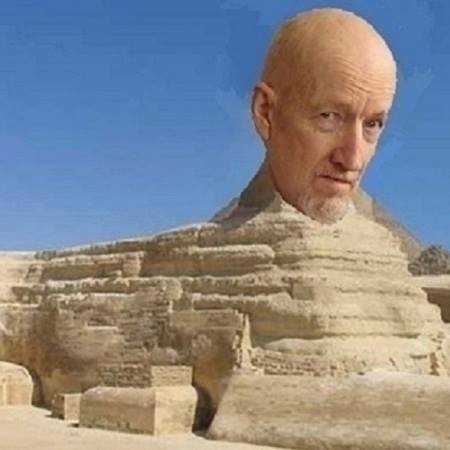 there is a large sphinx in the background of a huge pharaoh