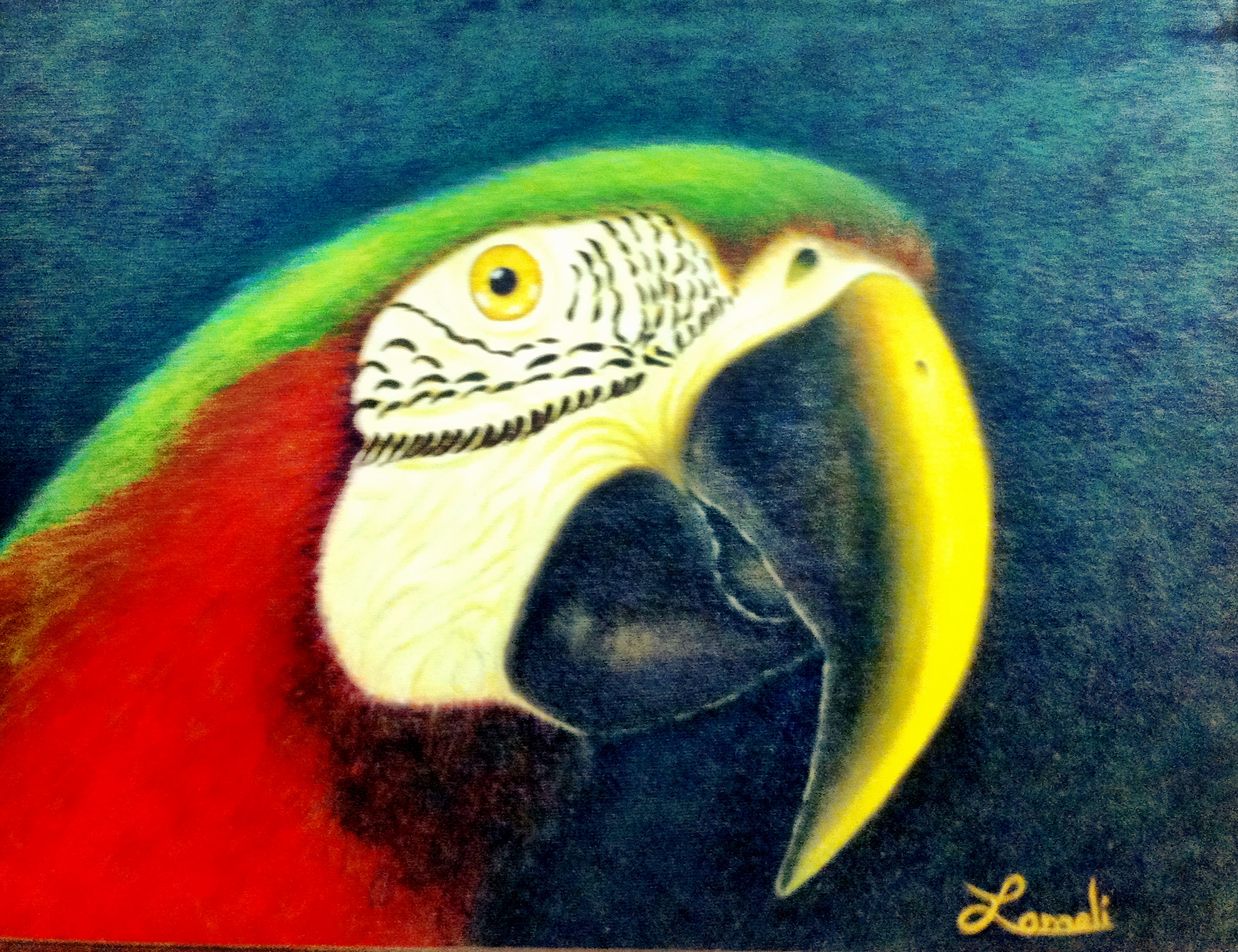 this is a painting of a colorful bird