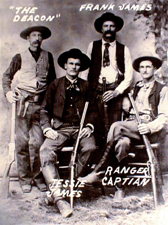 an old picture of three people wearing cowboy hats