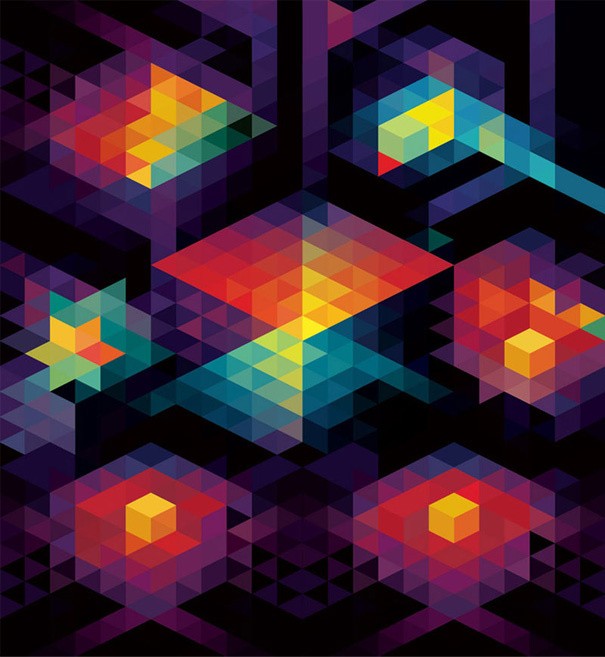 an abstract painting of an pattern of colorful squares