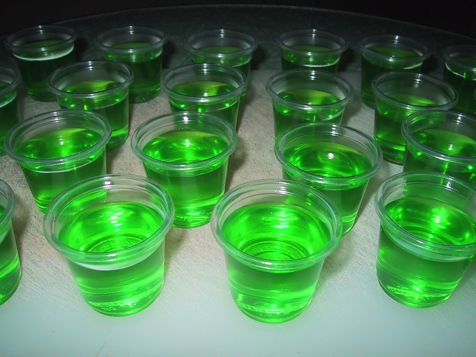 green drinks are arranged and ready for a party
