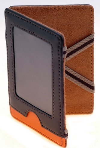 a close up of an empty wallet with a clip