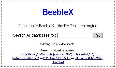 the phi search page on beeblex com