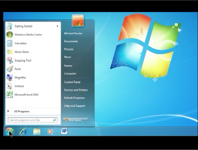 the screen of windows 7 with the operating screen running