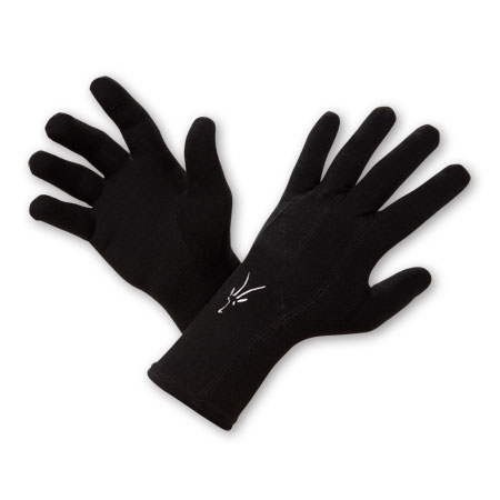 an image of black gloves with a white logo on it