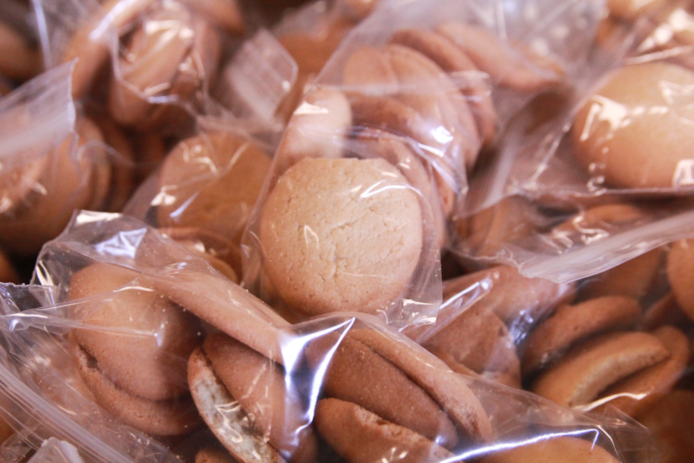 cookies with nuts in plastic bags wrapped up