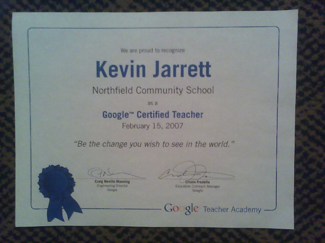 a certificate stating you are an certified teacher