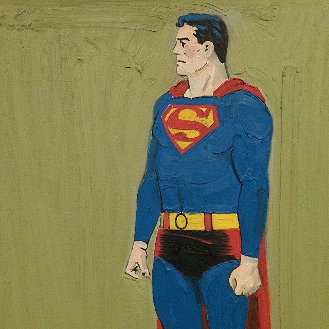 there is a painting of a man dressed as superman