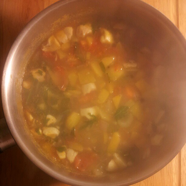 the soup is prepared and ready to be eaten