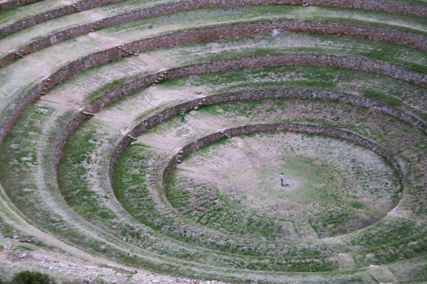 an overhead view of several circles made out of stones