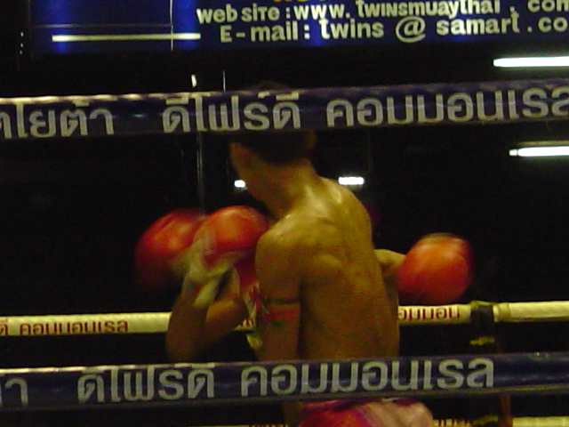 a shirtless man standing in front of a punching ring