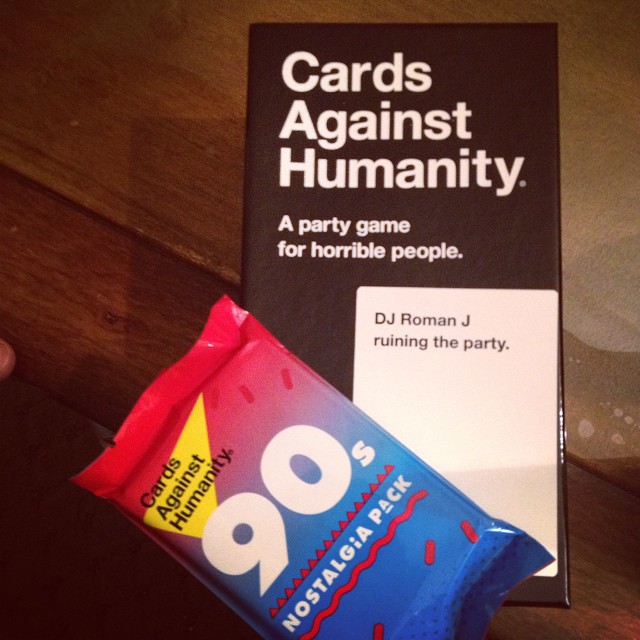 a candy bar with a 99 card against the humanity program