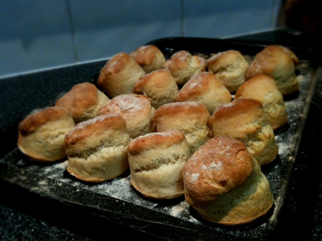 freshly baked pastries in a black tray