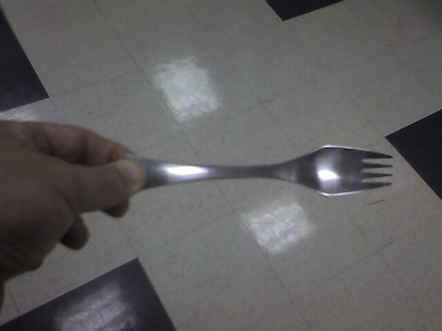 the forks are left on the floor and in someone's hand