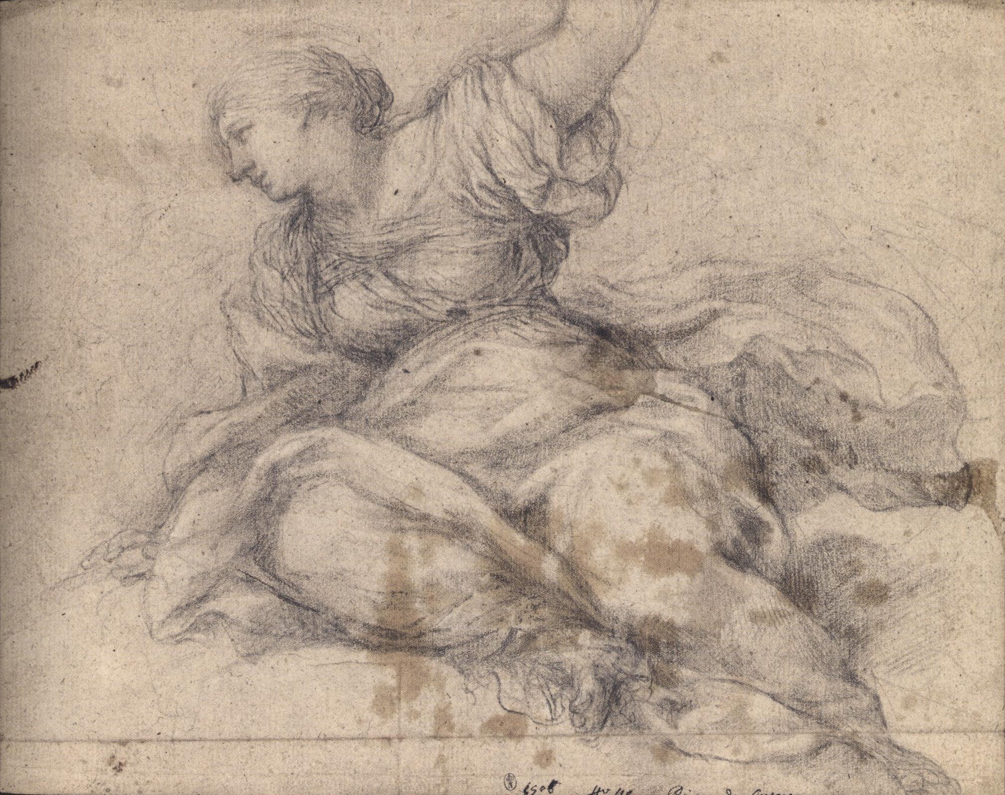 a drawing with a horse and rider laying on it