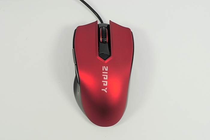 a red mouse with the word fuji written on it