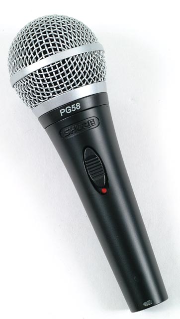 a black and silver microphone is shown on a white background