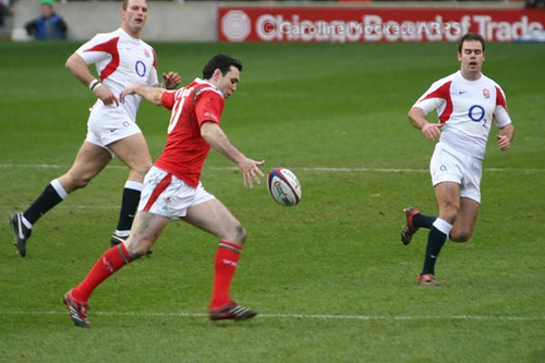 men playing rugby on a grass field near many people