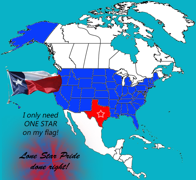 a map of the united states with the flag of texas on it
