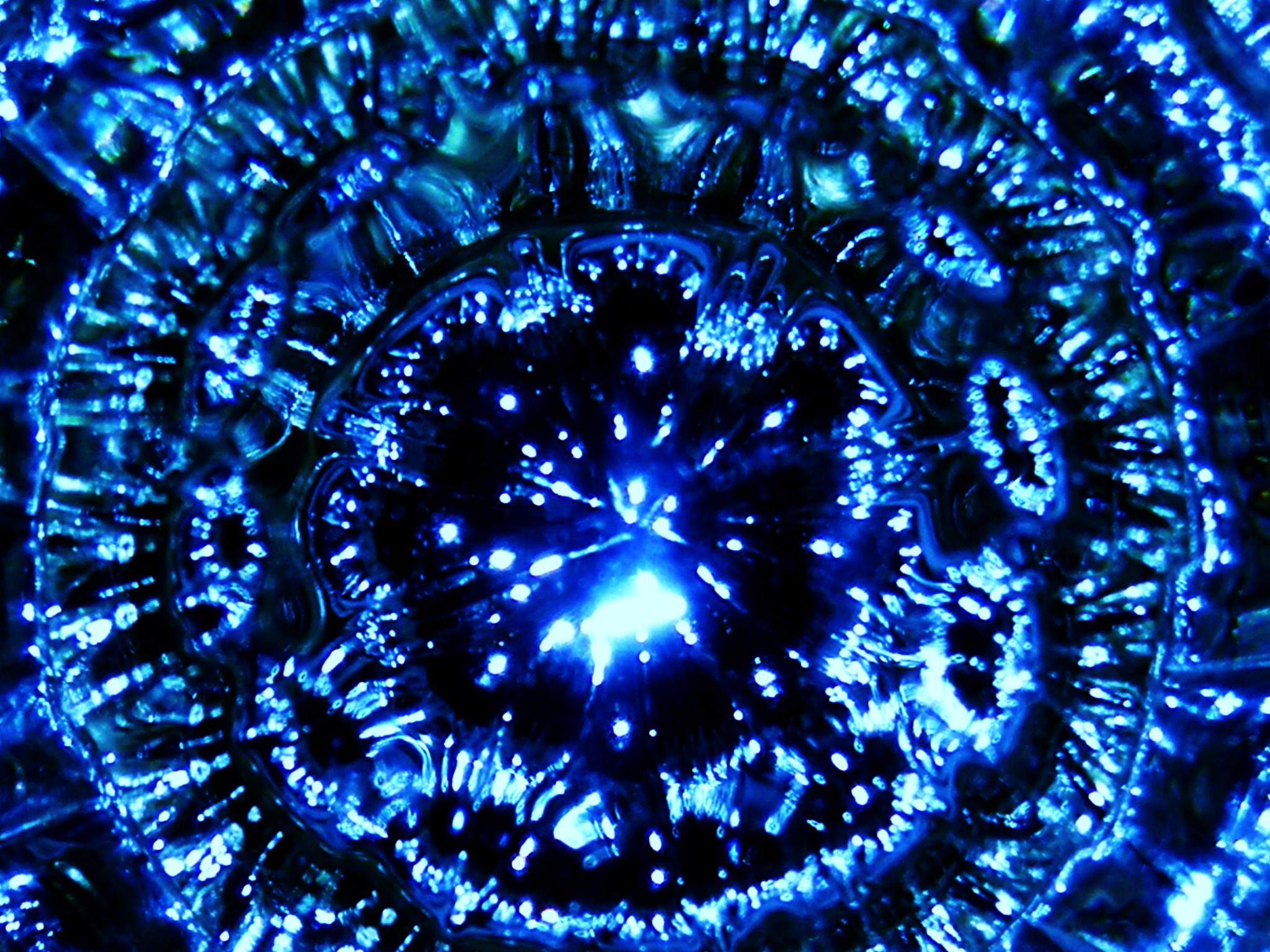 close up of a blue glowing circular design