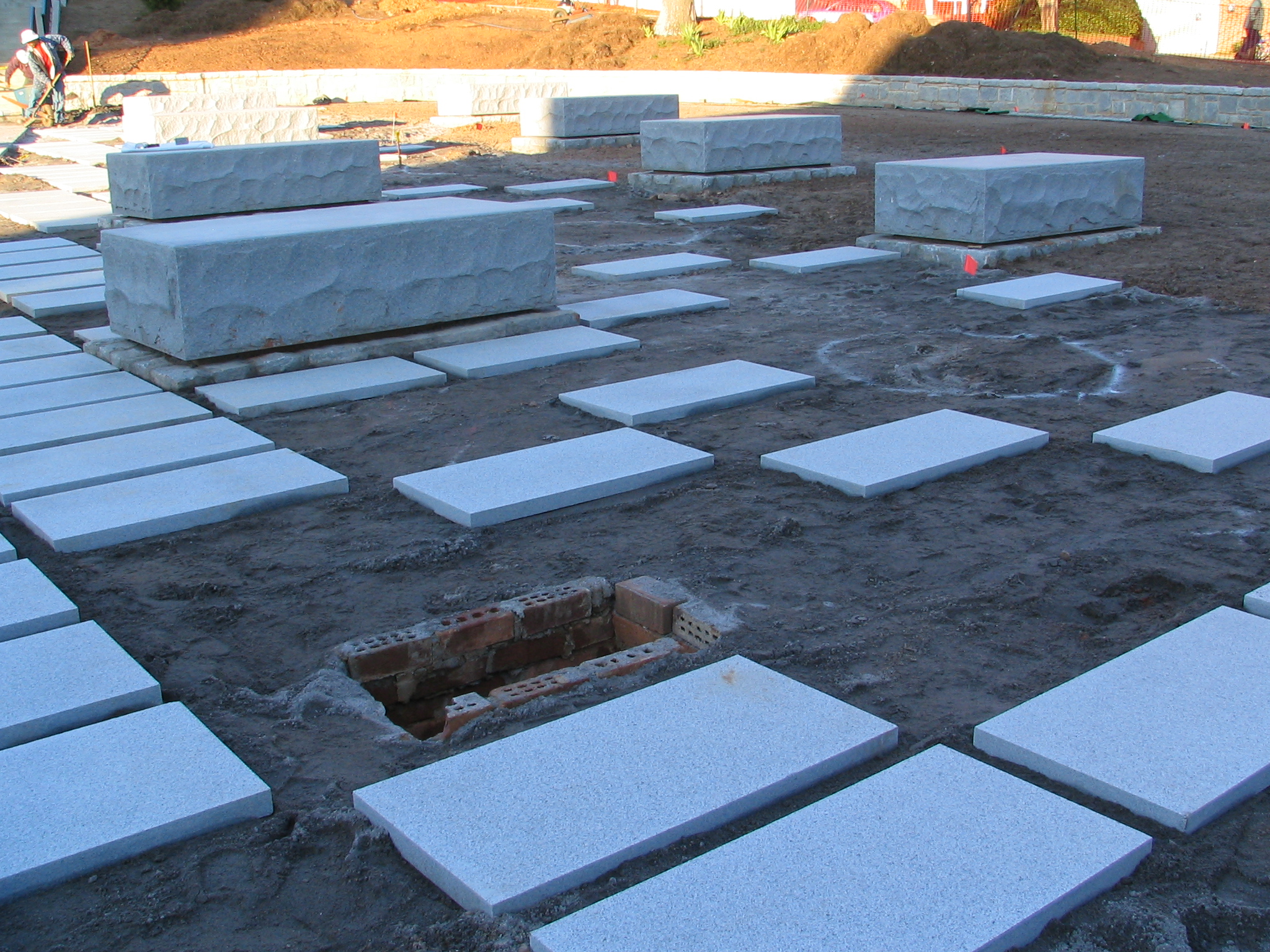 construction site with slabs laying in the ground