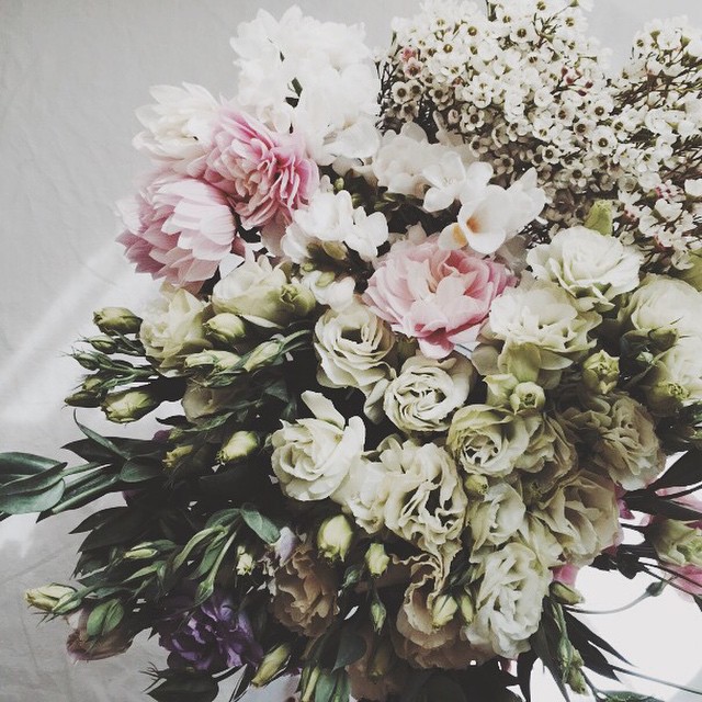 a vase filled with flowers against a white backdrop
