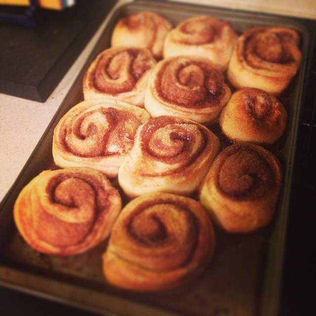 some very pretty cinnamon rolls in a baking pan