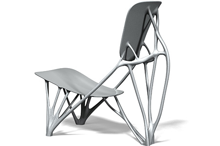 a chair made out of metal on white background