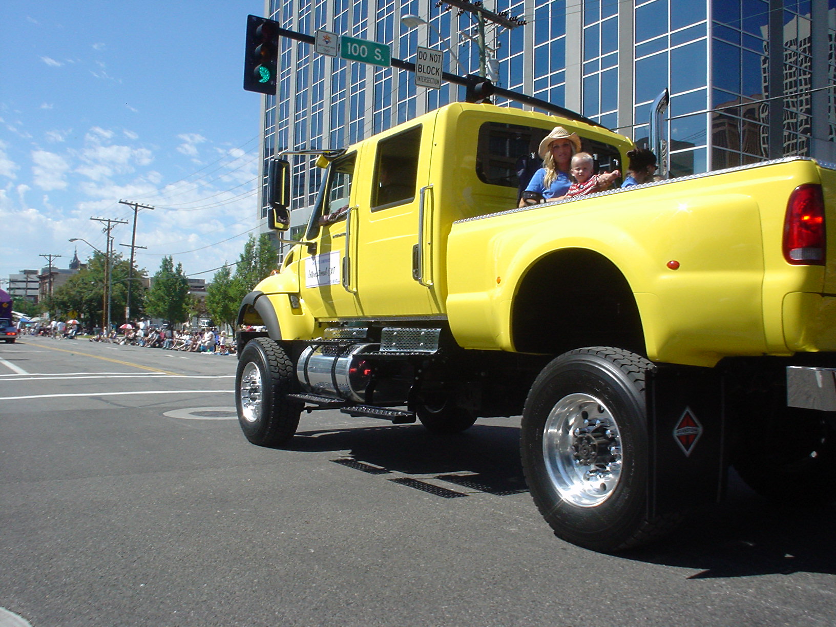 the s are riding in the cab of a truck