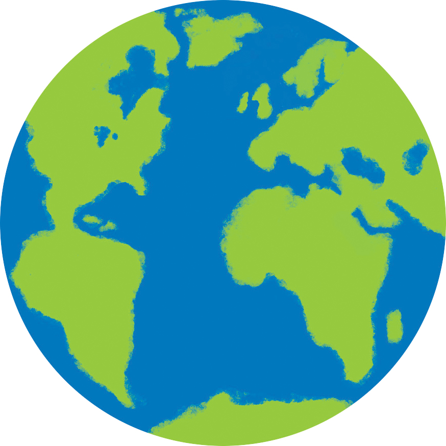 the earth with blue and green paint is shown in this circular shape