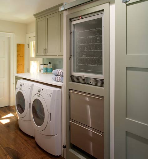 a new laundry room is set up in the same space