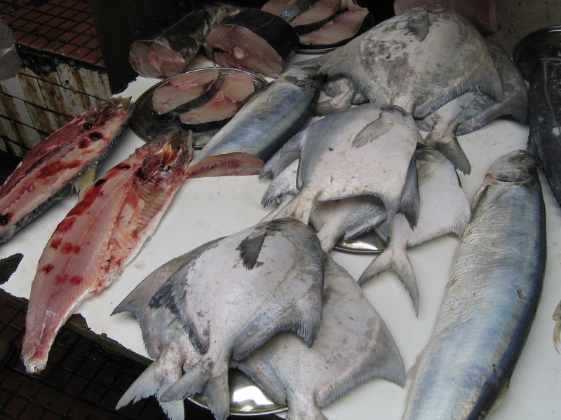 the fish are being prepared to be bought for dinner