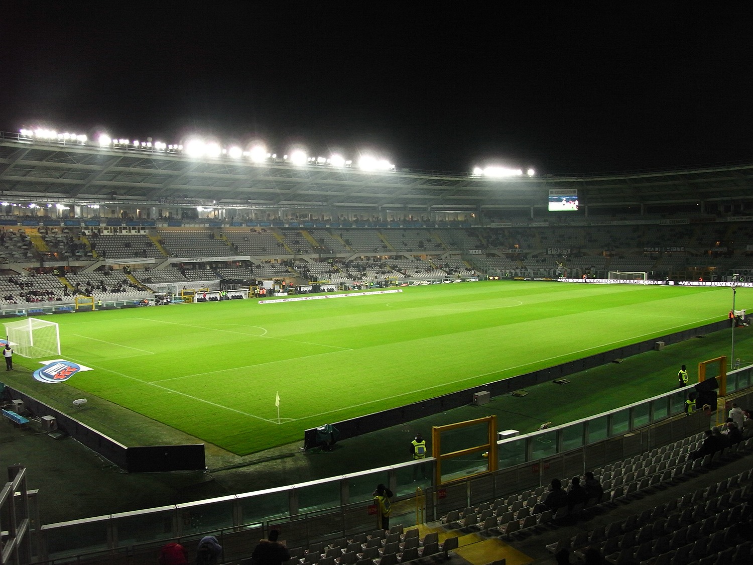 a sports field that is very well lit up