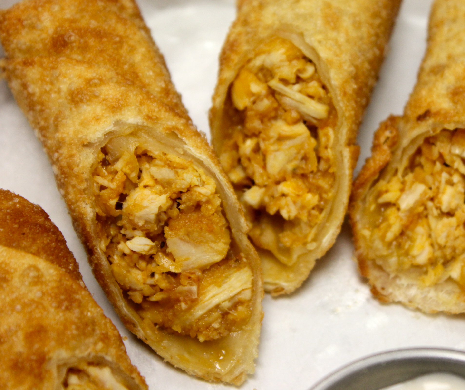 fried food in a long roll is ready to be eaten