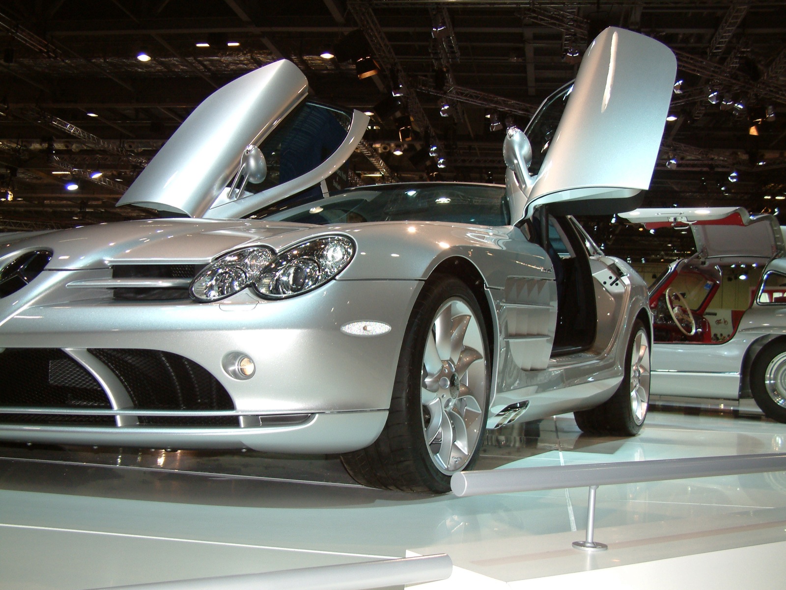 a silver car that is open and ready to be driven