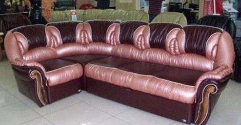 leather sofas in a furniture store on display