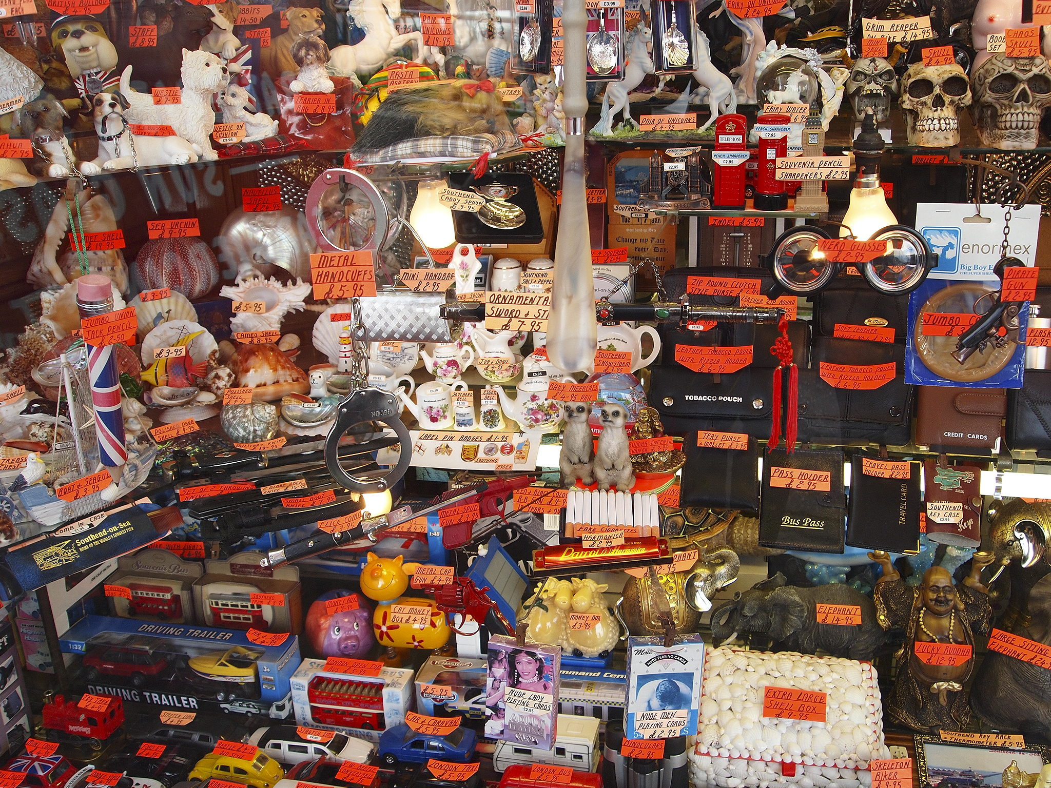 many different items displayed on a wall