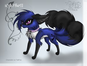 an illustration shows a furry animal with blue and black fur
