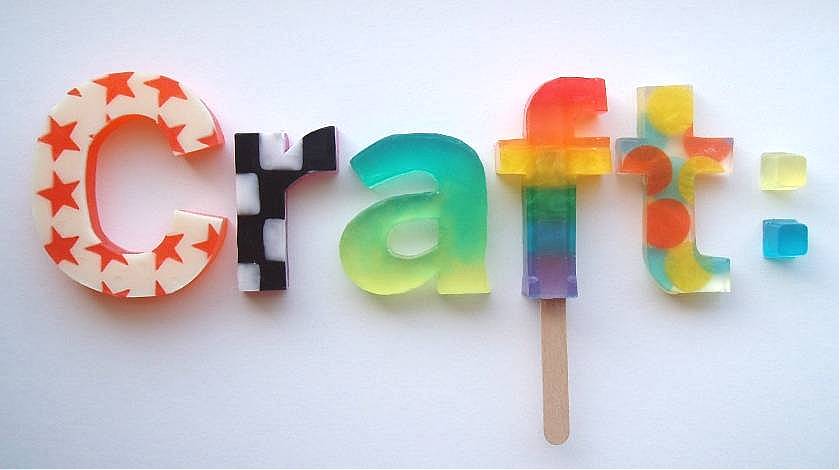 a picture of the word craft spelled in plastic letters with a toothpick