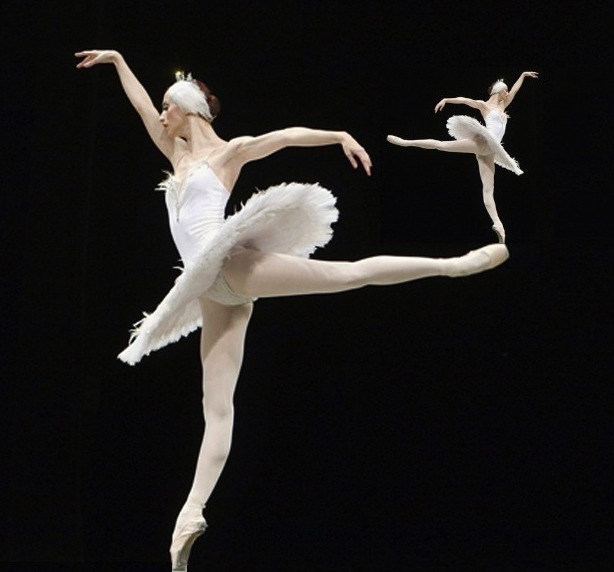ballerina in white tutu with  out