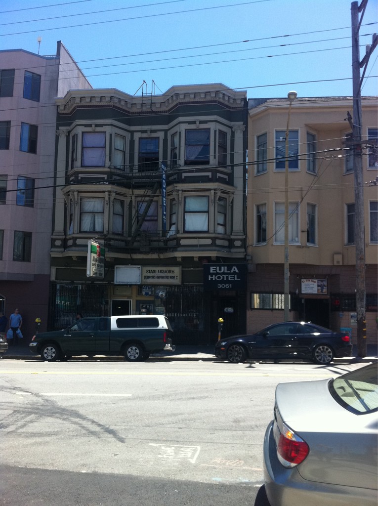 the building is brown with many windows