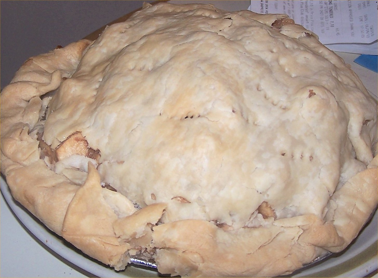 a pie on a plate with the crust crust removed