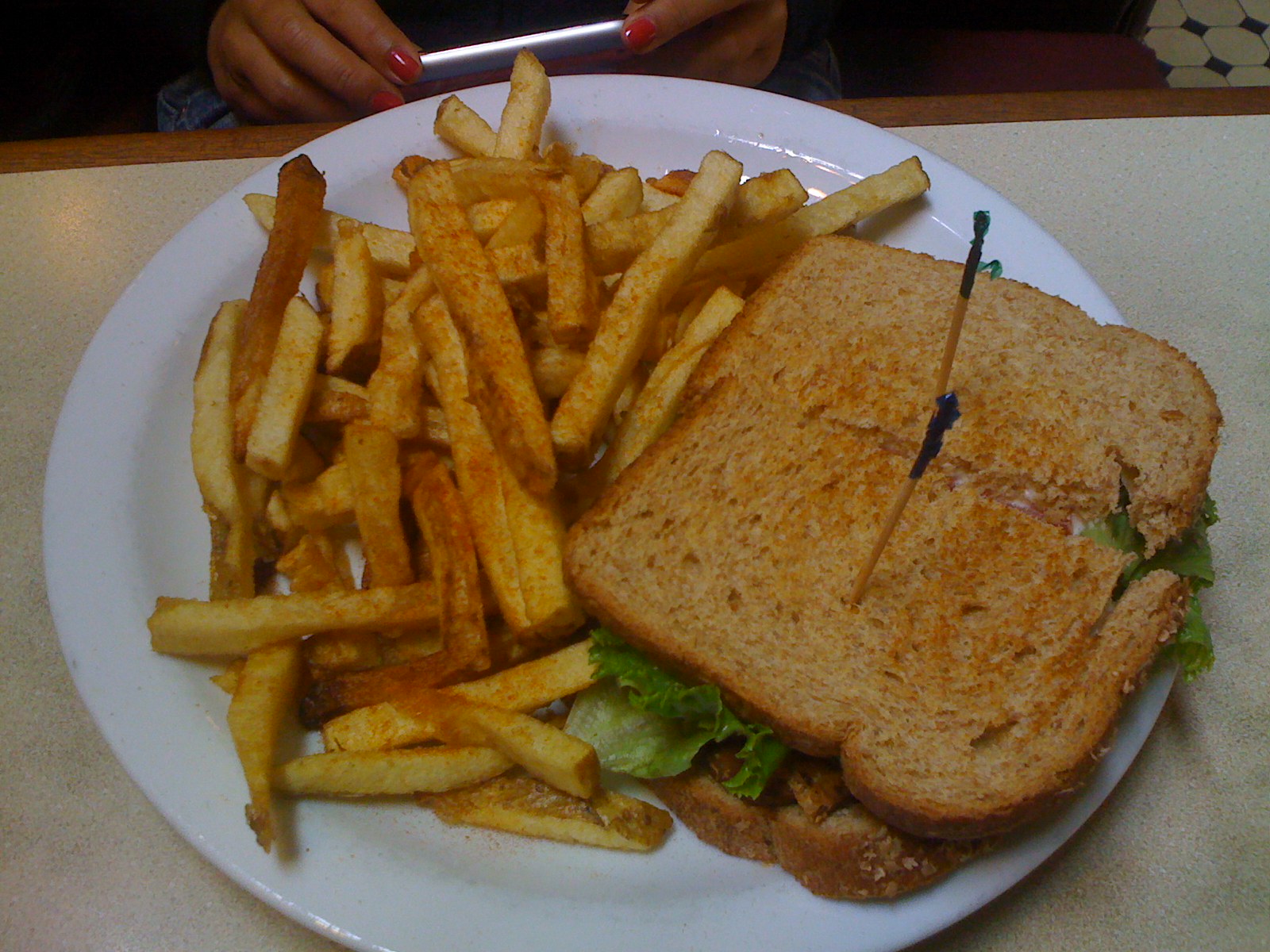 a sandwich and french fries sitting on a plate
